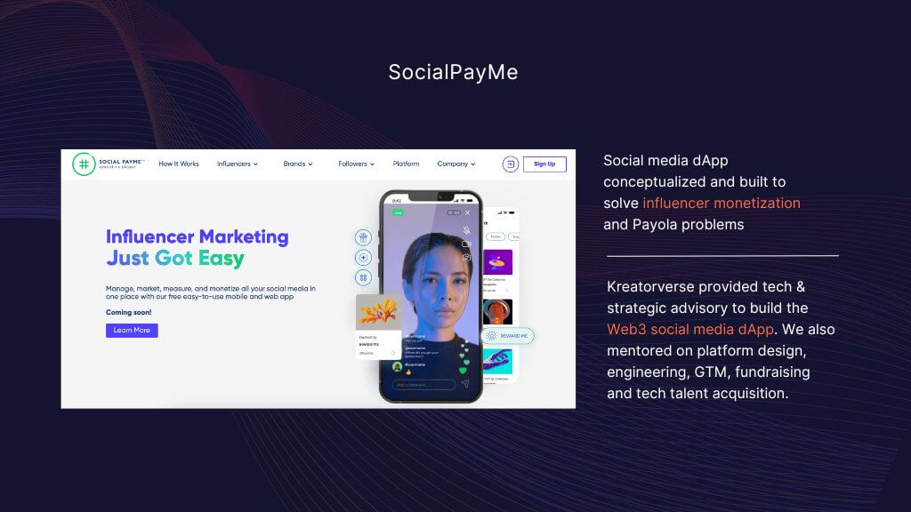 SocialPayMe - a web3 social media dApp powered by Kreatorverse